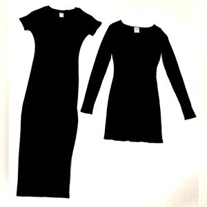 PINK Contour Ribbed Midi Dress and Cutout Long-Sleeve Dress